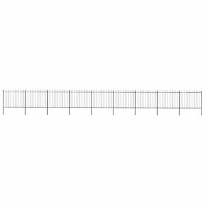 Recinzione Giardino Punta a Lancia in Acciaio 15,3x1,5m Nera cod mxl 9370