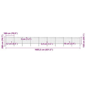 Recinzione Giardino Punta a Lancia in Acciaio 15,3x1,5m Nera cod mxl 9370