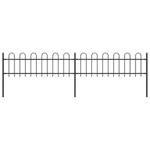 Recinzione Giardino con Punta Tonda in Acciaio 3,4x0,6m Nera
