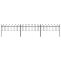 Recinzione da Giardino Punta Tonda in Acciaio 5,1x0,6m Nera