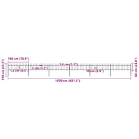 Recinzione da Giardino con Parte Superiore ad Anello in Acciaio 1070x60 cm Nera 277643