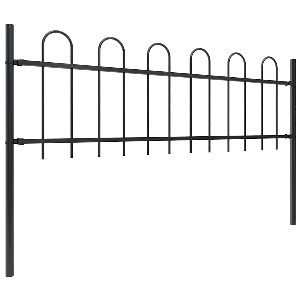Recinzione da Giardino con Parte Superiore ad Anello in Acciaio 1426x60 cm Nera 277645