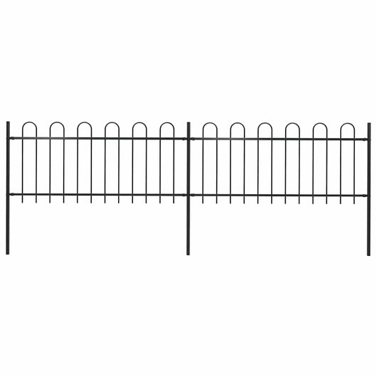 Recinzione Giardino con Punta Tonda in Acciaio 3,4x0,8 m Nera cod mxl 7590