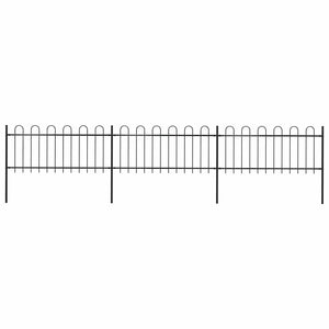Recinzione Giardino con Punta Tonda in Acciaio 5,1x0,8m Nera cod mxl 7591