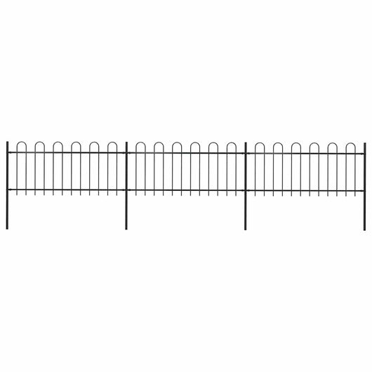 Recinzione Giardino con Punta Tonda in Acciaio 5,1x0,8m Nera cod mxl 7591