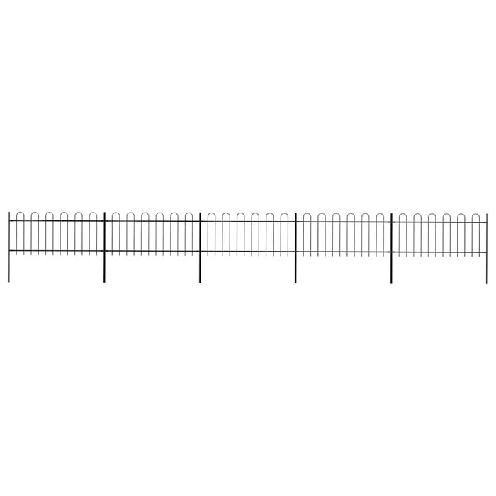 Recinzione da Giardino Punta Tonda 8,5x0,8 m Acciaio Nera cod mxl 7584