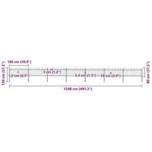Recinzione Giardino con Punta a Lancia Acciaio 11,9x0,8 m Nera cod mxl 20830