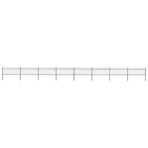 Recinzione Giardino con Punta Tonda in Acciaio 13,6x0,8m Nera cod mxl 7573