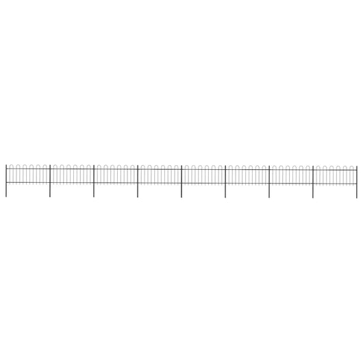 Recinzione Giardino con Punta Tonda in Acciaio 13,6x0,8m Nera cod mxl 7573