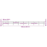 Recinzione da Giardino con Parte Superiore ad Anello in Acciaio 1426x80 cm Nera 277654