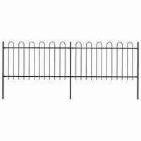 Recinzione Giardino con Punta Tonda in Acciaio 3,4x1 m Nera