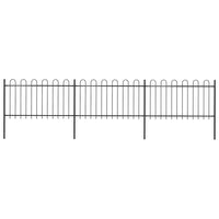 Recinzione Giardino con Punta Tonda in Acciaio 5,1x1 m Nera