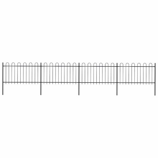 Recinzione da Giardino con Punta Tonda in Acciaio 6,8x1 m Nera