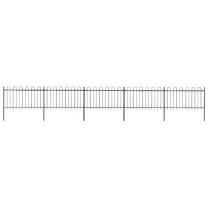 Recinzione da Giardino con Punta Tonda in Acciaio 8,5x1m Nera cod mxl 22651