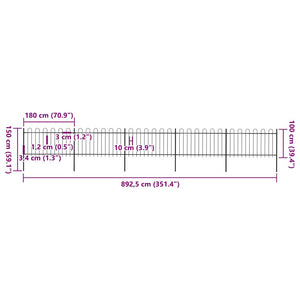 Recinzione da Giardino con Punta Tonda in Acciaio 8,5x1m Nera cod mxl 22651