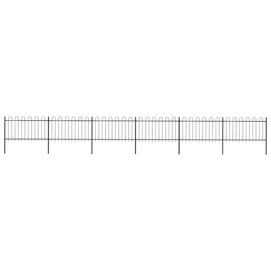 Recinzione da Giardino con Punta Tonda in Acciaio 10,2x1 m Nera