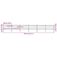 Recinzione da Giardino con Parte Superiore ad Anello in Acciaio 1070x100 cm Nero 277661