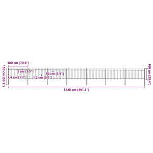 Recinzione da Giardino Punta Tonda Acciaio 11,9x1 m Nera cod mxl 20128
