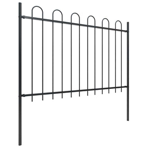 Recinzione da Giardino con Parte Superiore ad Anello in Acciaio 359x120 cm Nera 277666