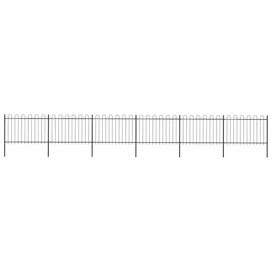 Recinzione da Giardino Punta Tonda in Acciaio 10,2x1,2m Nera