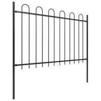 Recinzione da Giardino con Parte Superiore ad Anello in Acciaio 1070x120 cm Nera 277670