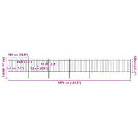 Recinzione da Giardino Punta Tonda in Acciaio 10,2x1,2m Nera
