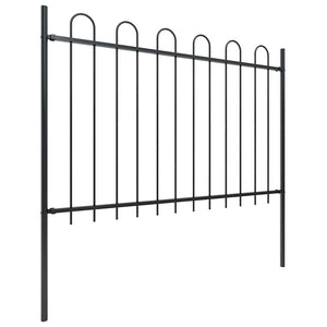 Recinzione Giardino Punta Tonda in Acciaio 11,9x1,2 m Nera
