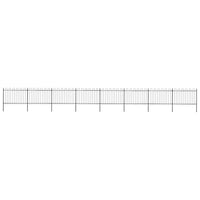 Recinzione Giardino con Punta Tonda in Acciaio 13,6x1,2m Nera