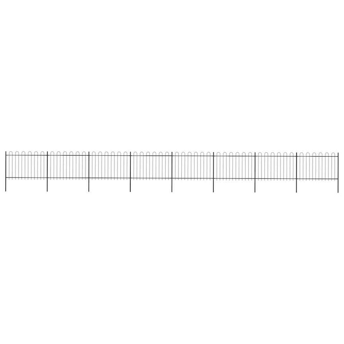 Recinzione Giardino con Punta Tonda in Acciaio 13,6x1,2m Nera
