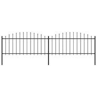 Recinzione Giardino Punta a Lancia (0,5-0,75)x3,4m Acciaio Nera
