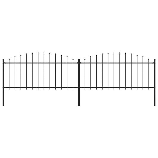 Recinzione Giardino Punta a Lancia (0,5-0,75)x3,4m Acciaio Nera