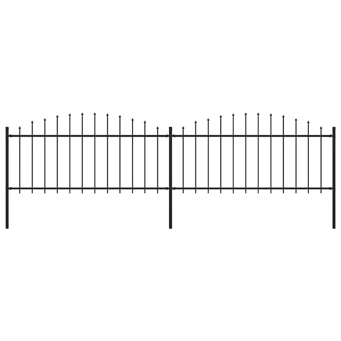 Recinzione Giardino Punta a Lancia (0,5-0,75)x3,4m Acciaio Nera