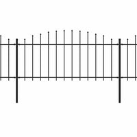Recinzione Giardino Punta a Lancia (0,5-0,75)x3,4m Acciaio Nera