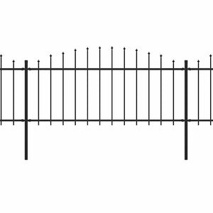 Recinzione Giardino Punta a Lancia (0,5-0,75)x3,4m Acciaio Nera