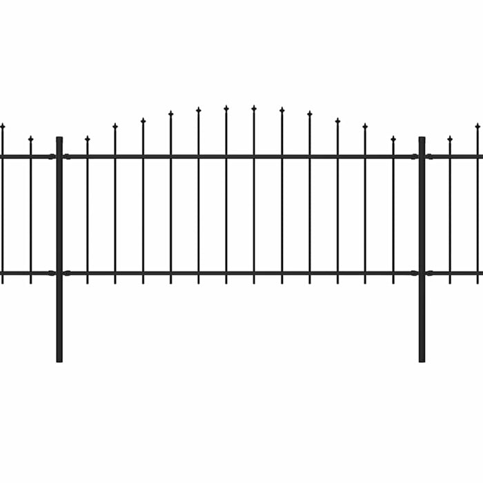 Recinzione Giardino Punta a Lancia (0,5-0,75)x3,4m Acciaio Nera