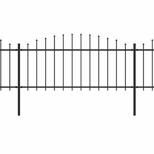 Recinzione Giardino Punta a Lancia (0,5-0,75)x5,1m Acciaio Nera