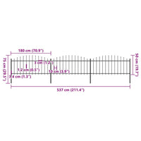 Recinzione Giardino Punta a Lancia (0,5-0,75)x5,1m Acciaio Nera