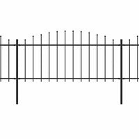 Recinzione Giardino Punta a Lancia (0,5-0,75)x6,8m Acciaio Nera
