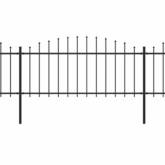 Recinzione Giardino Punta a Lancia (0,5-0,75)x6,8m Acciaio Nera