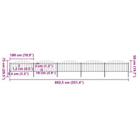 Recinzione Giardino Punta a Lancia (0,5-0,75)x8,5m Acciaio Nera