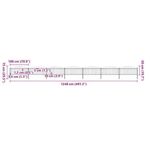 Recinzione Giardino Punta Lancia (0,5-0,75)x11,9m Acciaio Nera