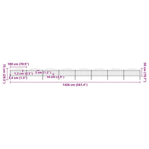 Recinzione Giardino Punta Lancia (0,5-0,75)x13,6m Acciaio Nera
