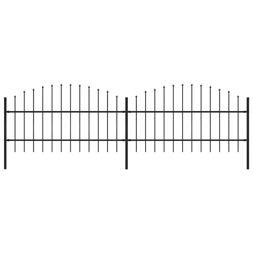 Recinzione Giardino Punta a Lancia (0,75-1)x3,4m Acciaio Nera
