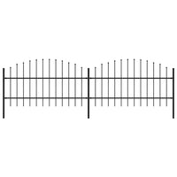 Recinzione Giardino Punta a Lancia (0,75-1)x3,4m Acciaio Nera