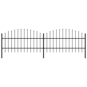 Recinzione Giardino Punta a Lancia (0,75-1)x3,4m Acciaio Nera