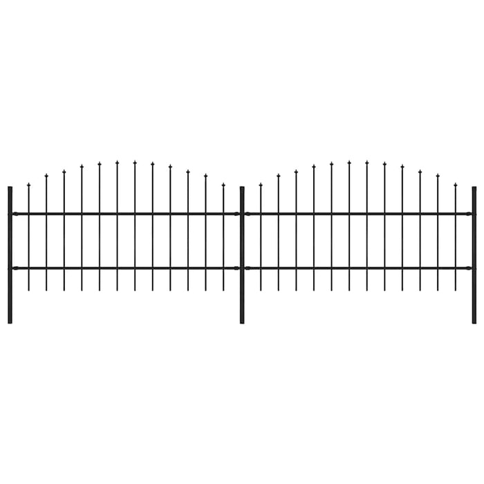 Recinzione Giardino Punta a Lancia (0,75-1)x3,4m Acciaio Nera