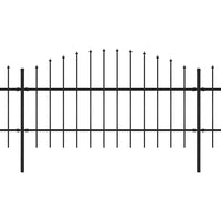 Recinzione Giardino Punta a Lancia (0,75-1)x3,4m Acciaio Nera