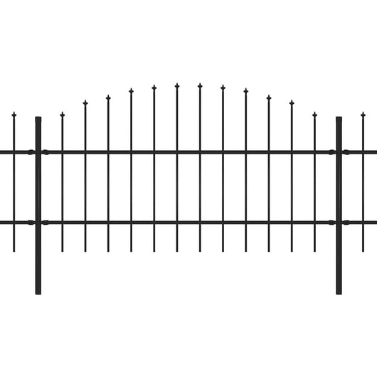 Recinzione Giardino Punta a Lancia (0,75-1)x3,4m Acciaio Nera