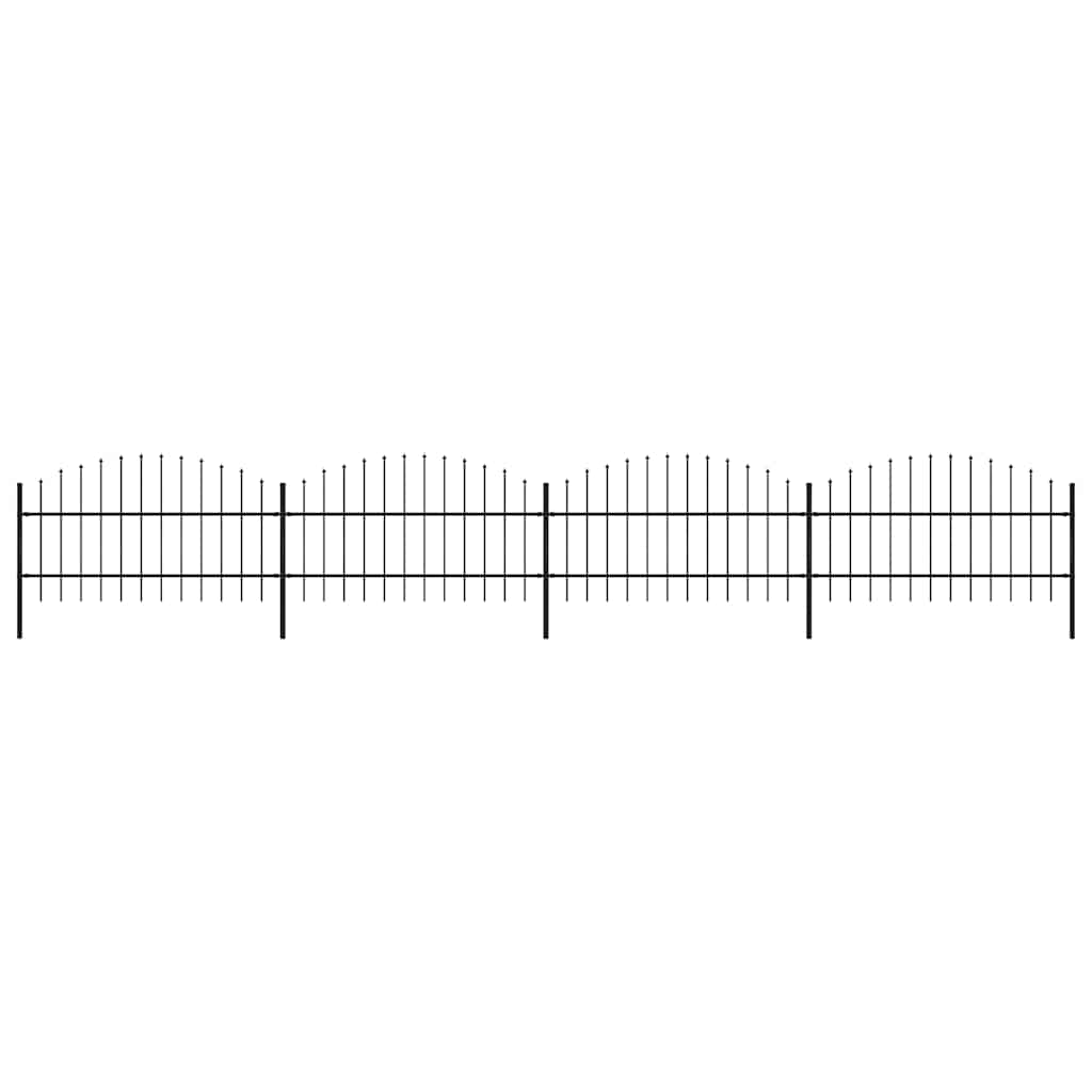 Recinzione Giardino Punta a Lancia (0,75-1)x6,8m Acciaio Nera
