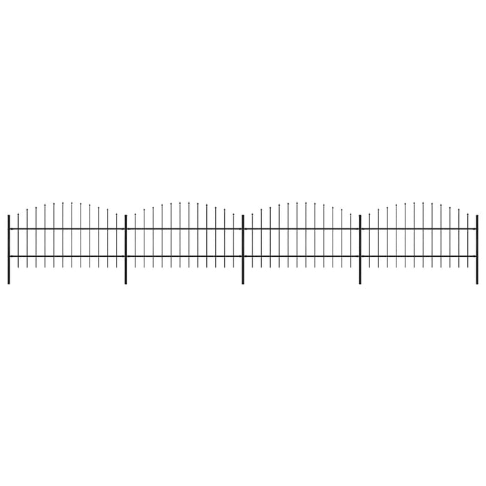 Recinzione Giardino Punta a Lancia (0,75-1)x6,8m Acciaio Nera
